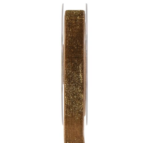 Floristik24 Samtband Glitter Braun Gold – Glamouröses Weihnachtsband 20mm 10m