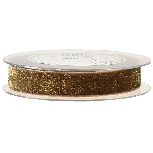 Floristik24 Samtband Glitter Braun Gold – Glamouröses Weihnachtsband 20mm 10m