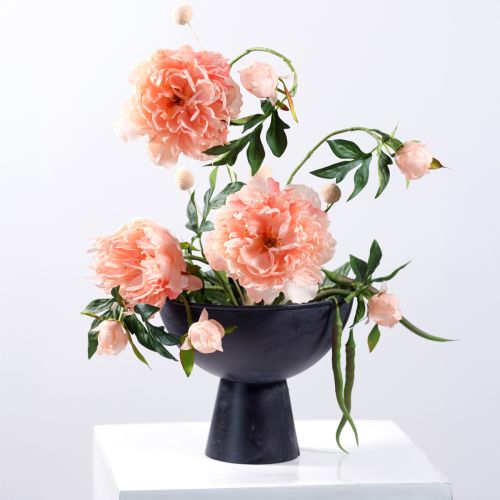 Floristik24 Schale mit Fuß Metall Pokalschale Anthrazit Ø26cm H21cm