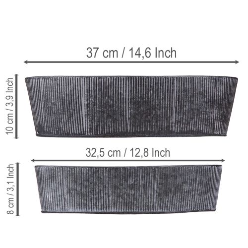 Artikel Ovale Metallschale Schwarz-Grau 32,5cm und 37cm Set 2St für Innen- und Aussendekoration