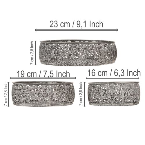 Artikel Dekoschale Metall Rund Grau Weiss Ø16/19,5/23,5cm 3er-Set für Innenbereich