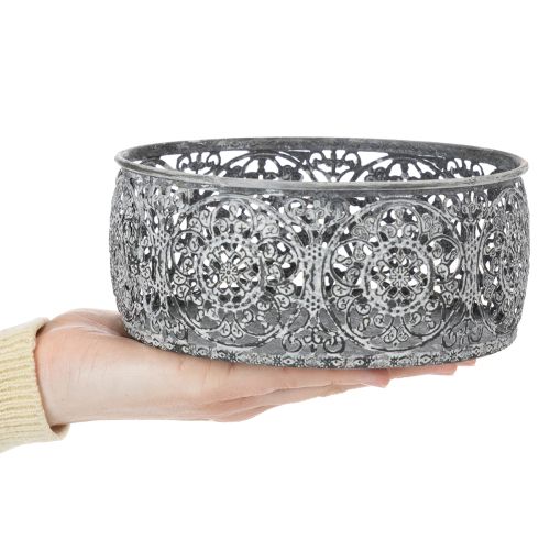 Dekoschale Metall Rund Grau Weiss Ø16/19,5/23,5cm 3er-Set für Innenbereich | Floristik24.ch