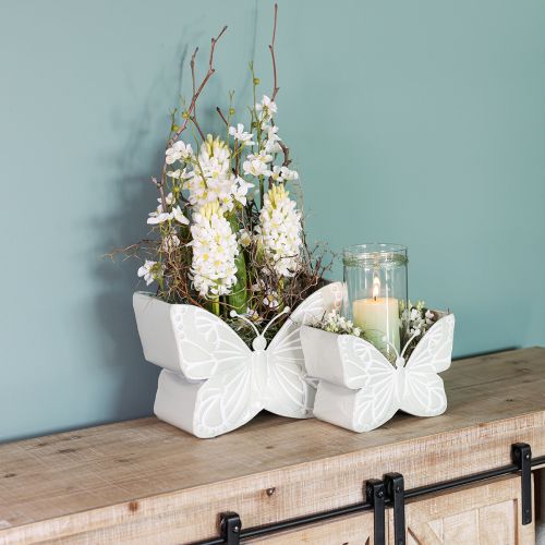 Floristik24 Schmetterling Metall Blumentopf Grün 22,5/30cm Set 2 Stück