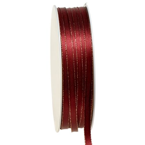 Satinband Dunkelrot Gold Weihnachtsband B6mm L50m