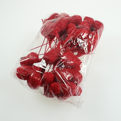Floristik24 Sisalherz 7,5cm Rot am Stab 12St