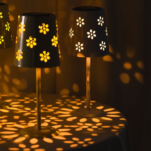Artikel Solar Tischlampe LED mit Blumen Design Stimmungsvolle Beleuchtung für draußen 28cm