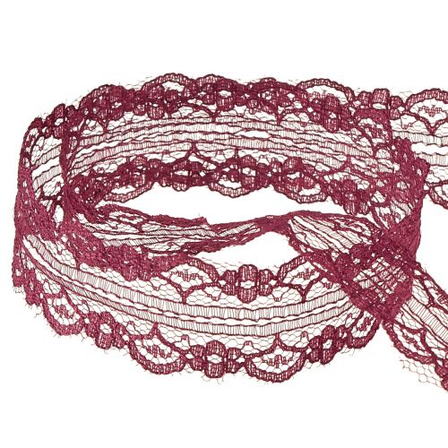 Artikel Spitzenband mit Blumen Schmuckband Bordeaux B25mm L25m