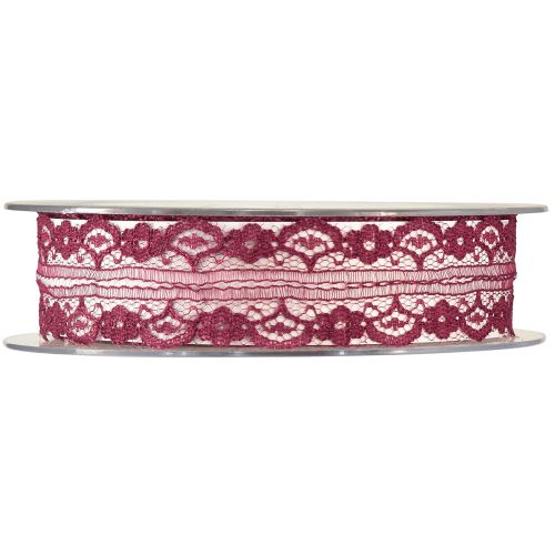 Artikel Spitzenband mit Blumen Schmuckband Bordeaux B25mm L25m