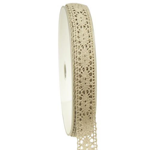 Floristik24 Spitzenband Schmuckband Dekoband Spitze Beige B18mm 20m