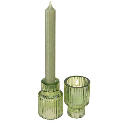 Artikel Stabkerzenhalter Glas Teelichthalter Grün H8cm 4 St