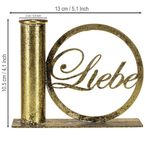 Artikel Stabkerzenhalter Metall Liebe Antik Optik Gold 13×5×10,5cm
