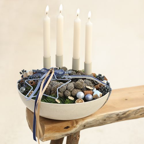 Floristik24 Stabkerzenhalter Metall am Stab Kerzenhalter Beige H11cm 4 St