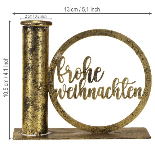 Artikel Stabkerzenhalter Weihnachten Antik Look Gold 13×5×10,5cm