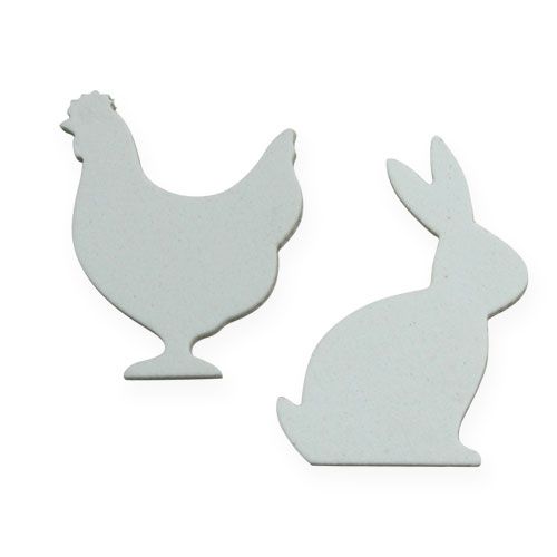 Streudeko Ostern Huhn, Hase Weiß 4cm 96St