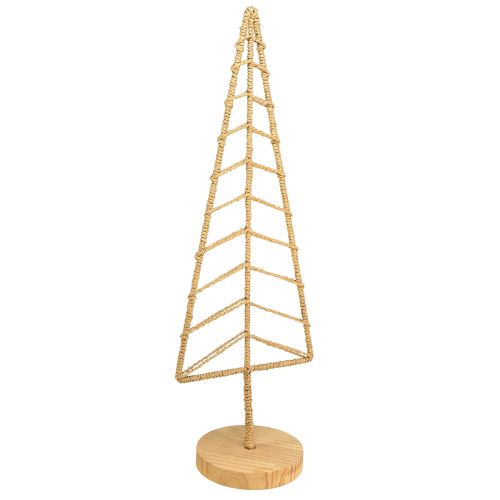 Floristik24 Tannenbaum Deko mit Sockel Holz Metall Natur 18x12x51cm