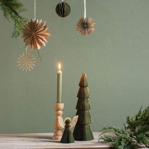 Tannenbaum Wabenpapier Weihnachten Grün Gold H30cm 2 St