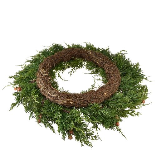 Artikel Tannenkranz Thuja mit Knospen Basis Rebenkranz Ø50cm