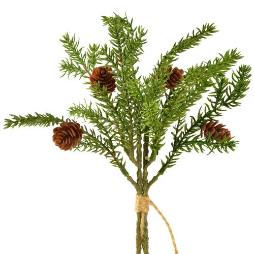 Artikel Künstlicher Tannenzweig mit natürlichen Zapfen Jute Weihnachtdeko 28cm Set 4 Stück