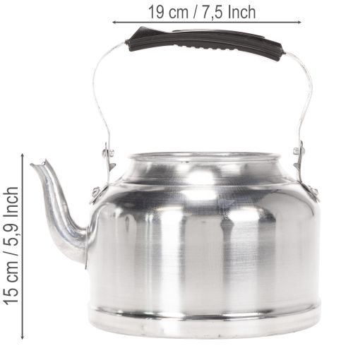 Teekanne aus verzinktem Metall Ø19cm H15cm mit Holzoptik-Griff – Übertopf für Vintage-Deko | Floristik24.ch