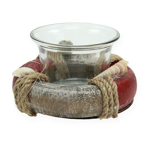 Floristik24 Teelichthalter Rettungsring Weiß, Rot Ø8,5cm