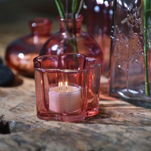 Artikel Teelichthalter Blume Teelichtglas Rosa Ø7,5cm H6cm 6St