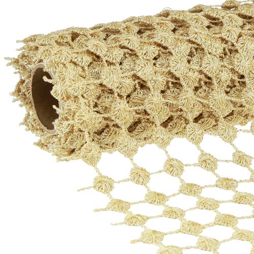 Artikel Tischband Gitter Gold Creme mit Glitter B19cm L1,5m