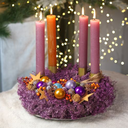 Floristik24 Deko-Kranz Trockenblumen Metallic Lila Lepidium Wandkranz Ø33cm Wohnaccessoire