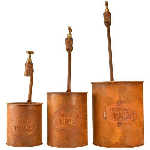 Übertopf Edelrost Deko Metall Mit Wasserhahn H25/37/43cm Set von 3 St | Floristik24.ch