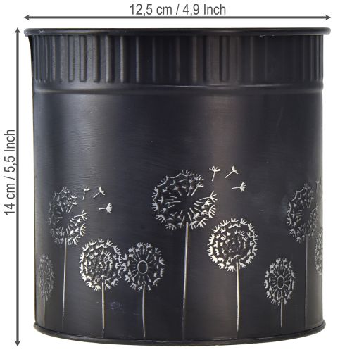 Metall Übertopf Pusteblumen Schwarz Ø12,5cm H14cm Innenbereich | Floristik24.ch