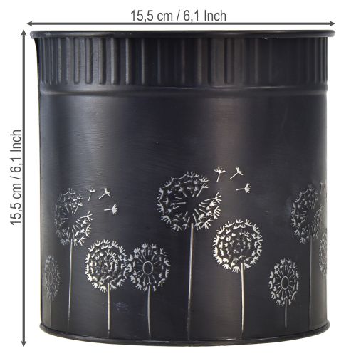 Metall-Übertopf Pusteblume Schwarz Ø15,5cm H15,5cm für Pflanzen und Gestecke | Floristik24.ch