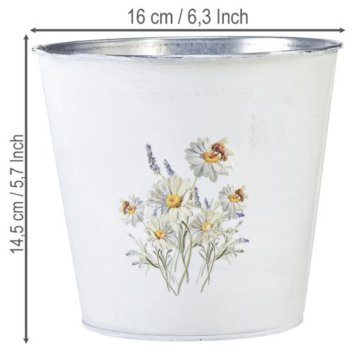 Übertopf Metall Weiss mit Blumenmotiv Ø16cm x H14.5cm | Floristik24.ch
