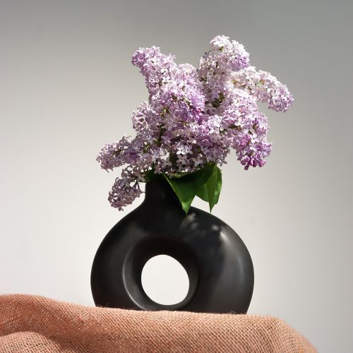 Floristik24 Vase Modern Keramik Schwarz Modern Oval 21×7×20cm