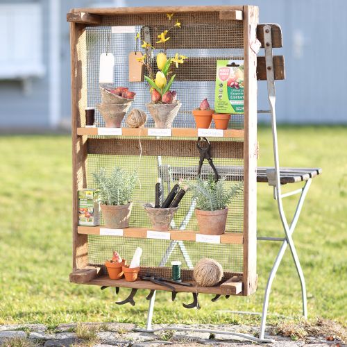 Floristik24 Vintage Holzkiste mit Maschendraht Landhausstil 75×50×14cm