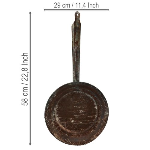 Wanddekoration Metallkorb Pfannenform Braun-Weiss Ø29cm H58cm für Innen und Aussen | Floristik24.ch