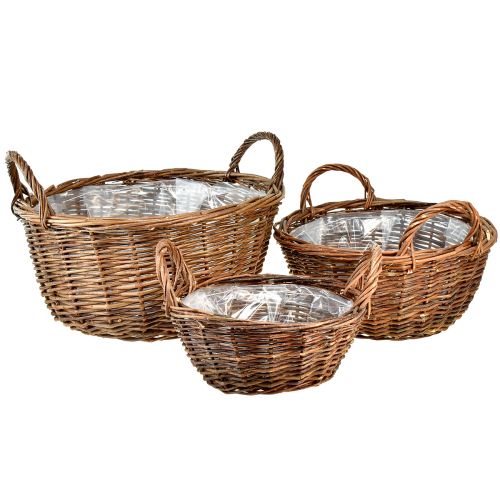 Floristik24 Rustikales Weidenkorb-Set mit Tragehenkeln – 3 Größen (40cm, 33cm, 26cm) – Multifunktional für Heim und Garten – Set aus 3St