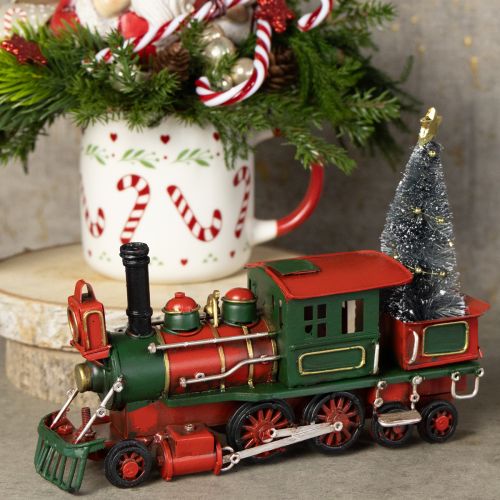Artikel Weihnachtszug Rot Metall Deko Lokomotive mit Weihnachtsbaum 20cm