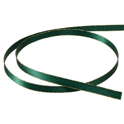 Floristik24 Weihnachtsband Satinband Dekoband Grün Gold 6mm 50m