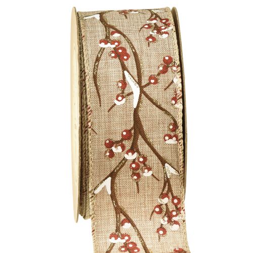 Weihnachtsband Winter Vogelbeeren Rot Weiß B50mm L10m