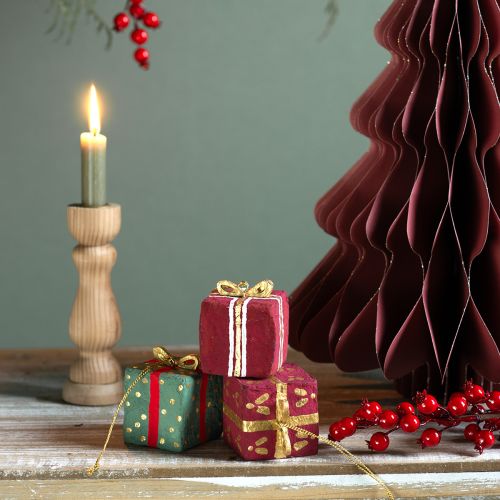 Floristik24 Weihnachtsdeko Pappmaschee Geschenk Anhänger 6cm 3St