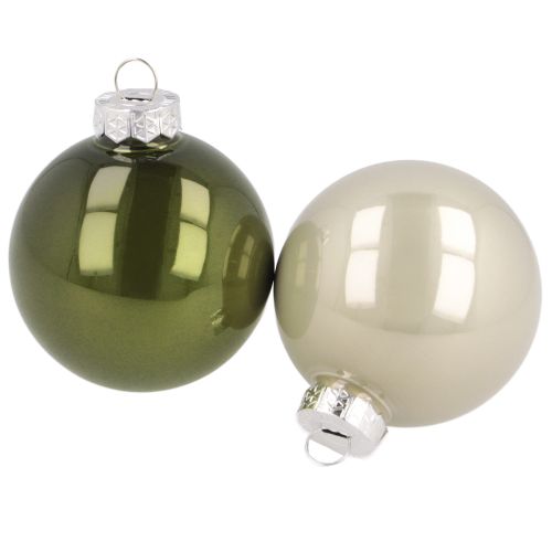 Floristik24 Weihnachtskugeln Glas Kugel Grün Silbergrau Ø60mm 24 St