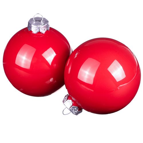 Floristik24 Weihnachtskugeln Rot Glanz Glas Baumkugeln Ø7,5cm 12 St