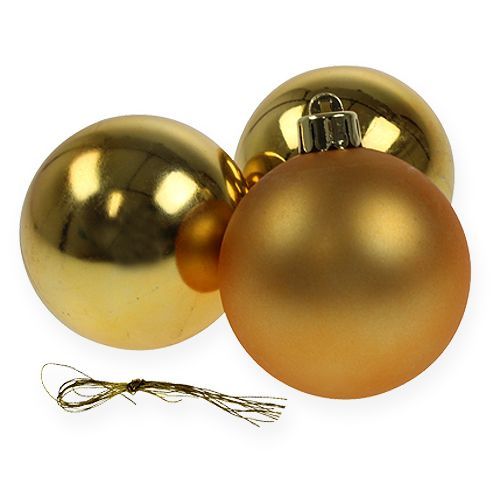 Weihnachtskugel Plastik Gold 6cm 12 St
