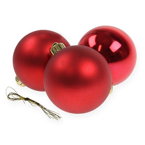 Floristik24 Weihnachtskugel Plastik Rot Ø6cm 12 St