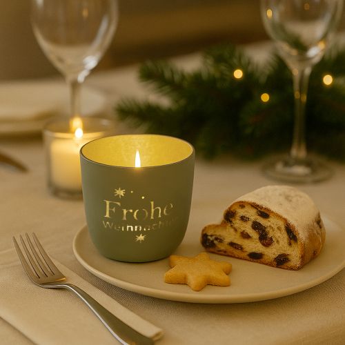 Floristik24 Windlicht Frohe Weihnachten Metall Teelichthalter Ø10cm H8,5cm 2St