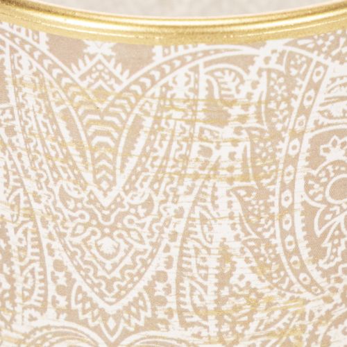 Windlicht Teelichthalter Glas Paisley-Muster Ø8cm H9cm 2er-Set Braun Weiss Gold | Floristik24.ch