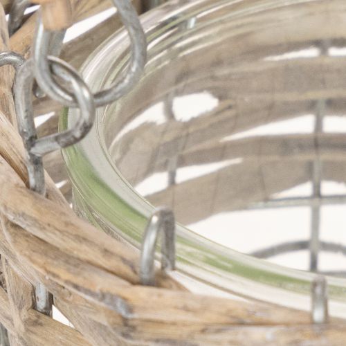 Windlicht Hängeleuchte Metall Glas Weidengeflecht Ø13 cm H12 cm 2er-Set | Floristik24.ch