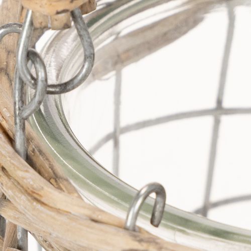 Windlicht Glas und Metall mit Weidenhenkel 14,5 cm 2 Stück | Floristik24.ch
