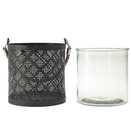 Artikel Windlicht Metall Deko Laterne Henkel Anthrazit Ø16cm 2St