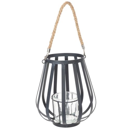 Floristik24 Windlicht Metall Laterne mit Glas Anthrazit Ø23cm H27cm