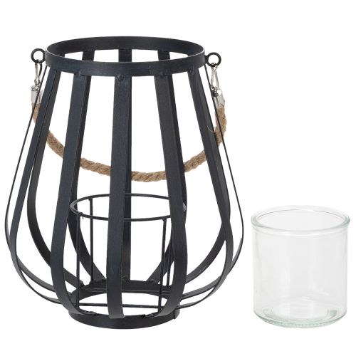 Artikel Windlicht Metall Laterne mit Glas Anthrazit Ø23cm H27cm